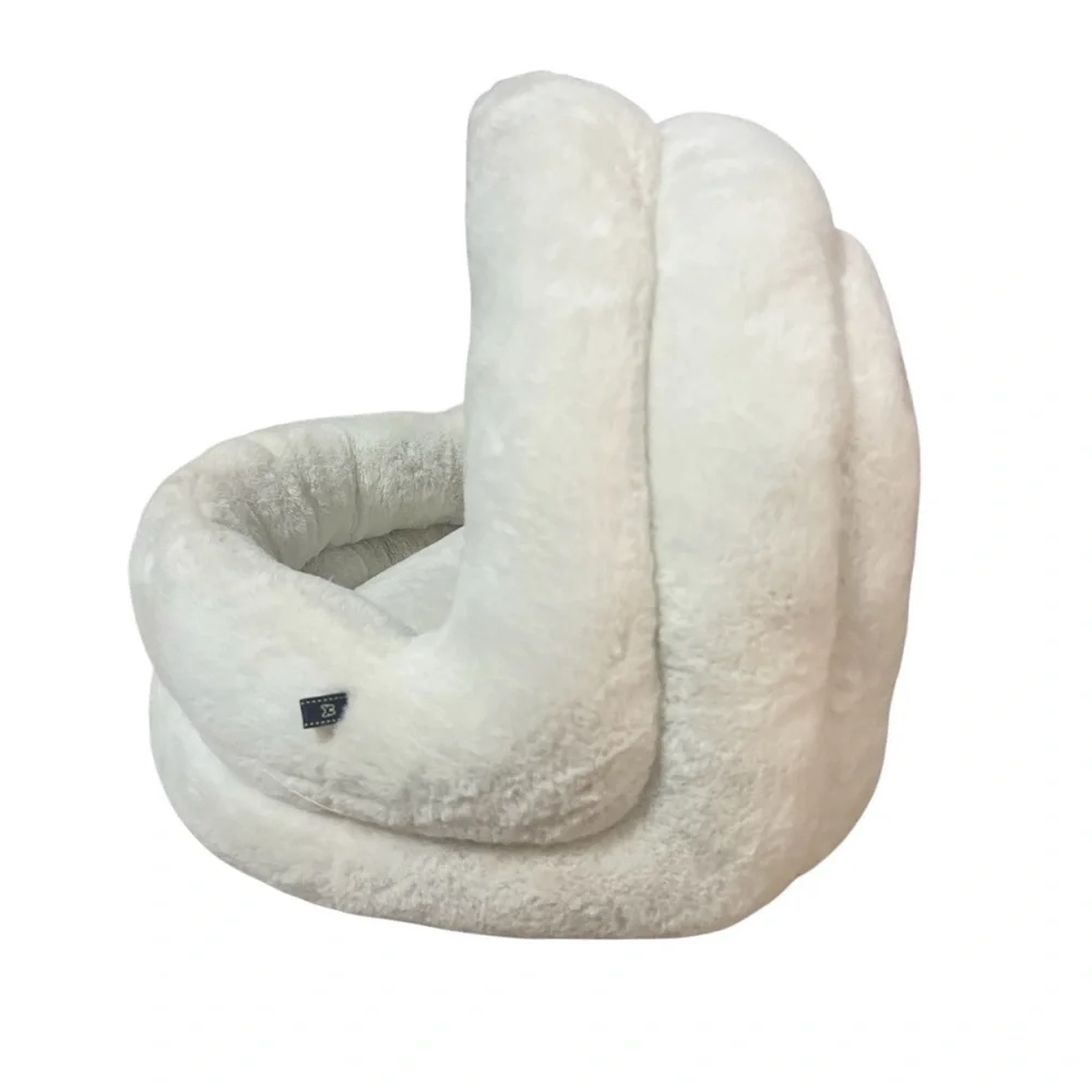 Nandog White Plush Cat Dog Bed